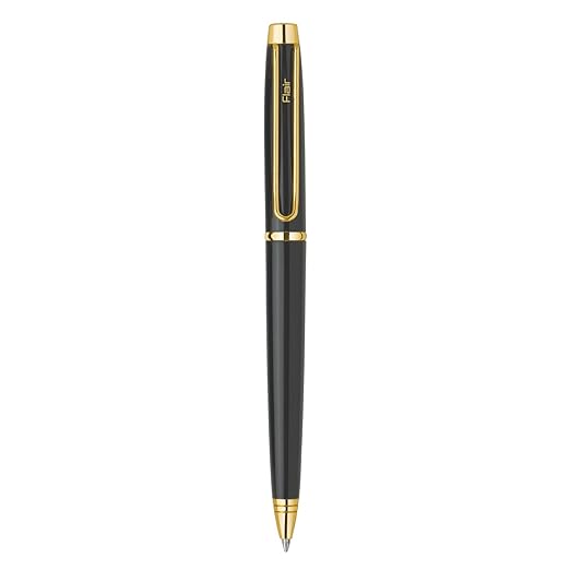 FLAIR Platinum Series Vitron Ball Pen Blister Pack | Swiss Tip Technology With Twist Mechanism | Unique Gold Clip With Attractive Look | Smooth Refillable Pen | Blue Ink, Pack Of 1