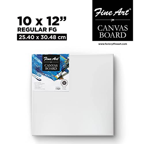 Pidilite Fevicryl Fine Art Canvas Board for Painting, 100% Cotton Fine Grain Canvas Board, Ideal for Acrylic & Oil Painting, White (10 X 12)