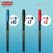 Reynolds AEROSLIM BP 5 CT POUCH - BLUE | Ball Point Pen Set With Comfortable Grip | Pens For Writing | School and Office Stationery | Pens For Students | 0.7mm Tip - Image #9