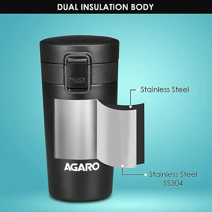 AGARO Elite Travel Mug 300ml Black - Image #2