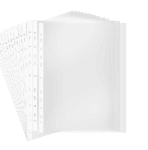 Digismart A4 Punched Pocket, 300 MICRONS 25 Pages/Pack Sheet Protector Binder Pocket Paper File Letter Sheet Protector Binder Sleeves, Clear Sheet Protector Transparent Document Pocket Folder