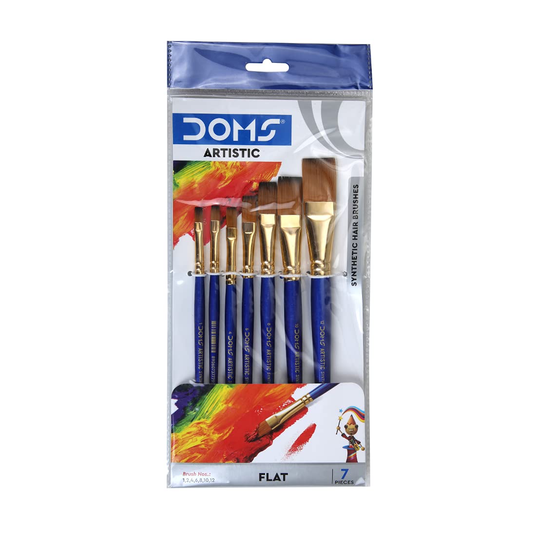 DOMS Synthetic Paint Brush Set (Flat, Pack of 7 x 1 Set)