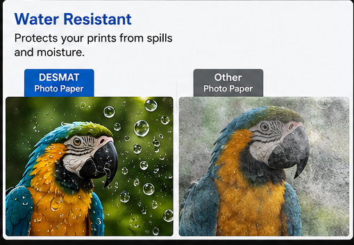 DESMAT A3 Glossy Inkjet Photo Paper 180 GSM | 50 Sheets | High Resolution Photo Printing Paper | Water Resistant | Smooth Finish | Compatible with All Inkjet Printers