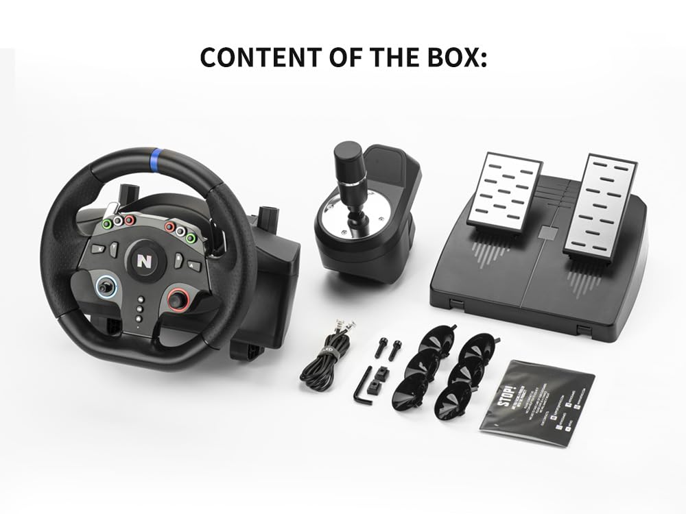 Nitho Drive Pro ONE Competition - Gaming Racing Wheel with Separate Shifter and Floor Pedals, 270 Degree Zero Dead Zone Steering Wheel for Racing Simulator on Windows PC Only