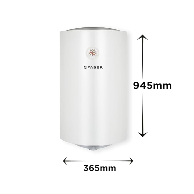 Faber Jazz Elite 50L Vertical Storage Water Geyser | Heating Indicator, 8 Bar Pressure, Titanium Glassline Coated Tank, Temperature Control, MFV Safety Valve, Thermal Cut-Off | 2000W, 4 Star | (White)