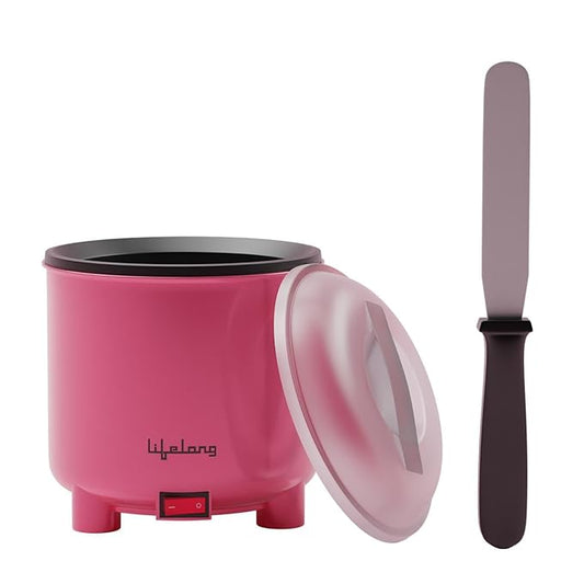 Lifelong Wax Heater with Wax Applicator Spatula for Waxing for Women | One Touch Operation Wax Heater Machine for Smooth Hair Removal | Quick & Easy Heating | for All Types of Wax,1 Count