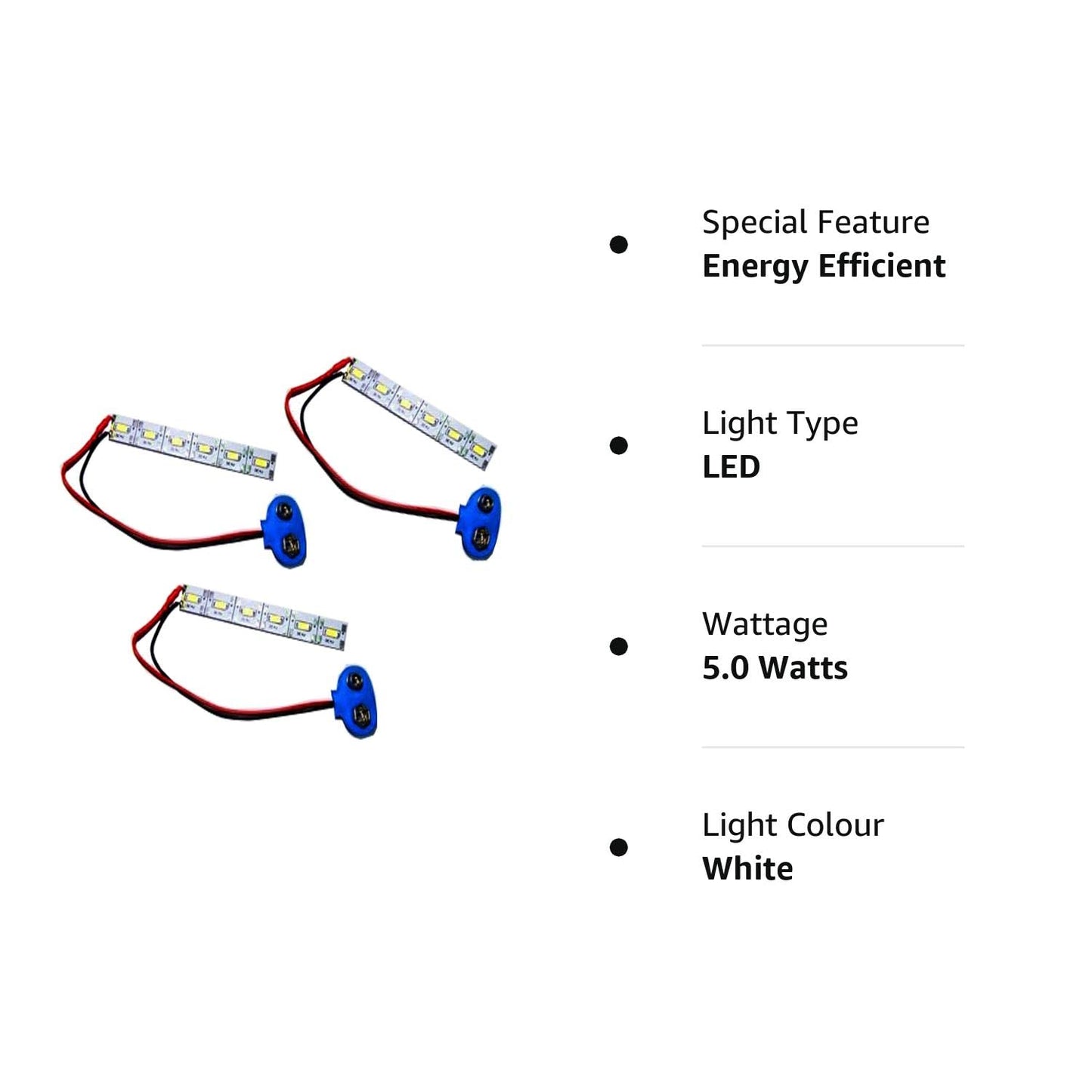 ART & CRAFT ® 9V Battery Snap Cap with SMD LED Strip and Switch - Pack of 1 (5 W, White) - Electronic Components Electronic Hobby Kit