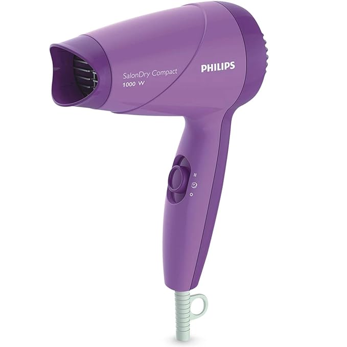 Philips India's No.1 Hair Styling Brand -Hair Dryer 1000W |Blow Dry for Men & Women | 2 Heat Settings| ThermoProtect tech |Travel-Friendly, Quick Dry,