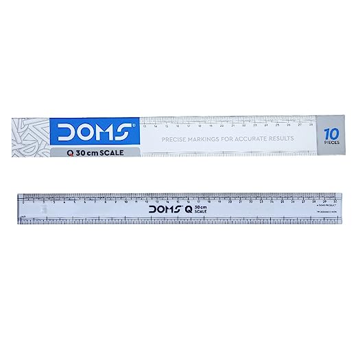 DOMS Q Series 30cm Transparent Scale (Pack of 10)