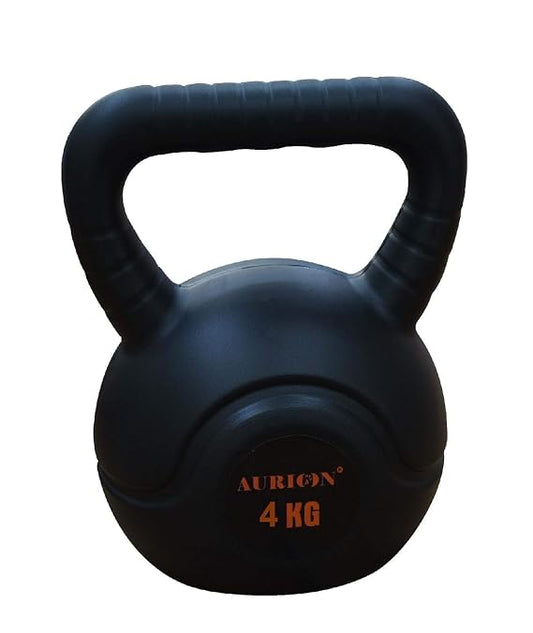 Aurion by 10Club Premium Strength Training Kettlebells for Weightlifting - 1Pc (4 Kg, Black) | Gym Equipment | Heavy Workout | Fitness Iron | Heavy Lifting for Men and Women | Home Gym | Plates Exercise (ASL)