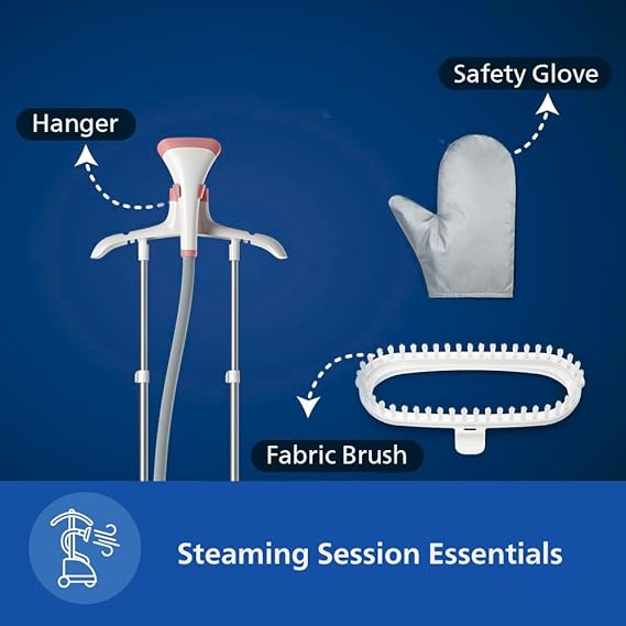 PHILIPS Standing Garment Steamer STE1020/40-1800 Watts, 1.8 LTR Water Tank, Refresh Woolens with Upto 36 gm Steam Output, Adjustable Double Pole- No Burns Guaranteed from World's No.1 Ironing Brand