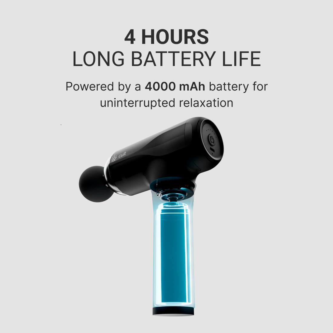Cult Volt Neo Gun massager Silicone Head, 4000mAh Battery, Pain Relief, Deep Tissue Full Body Gun Massager