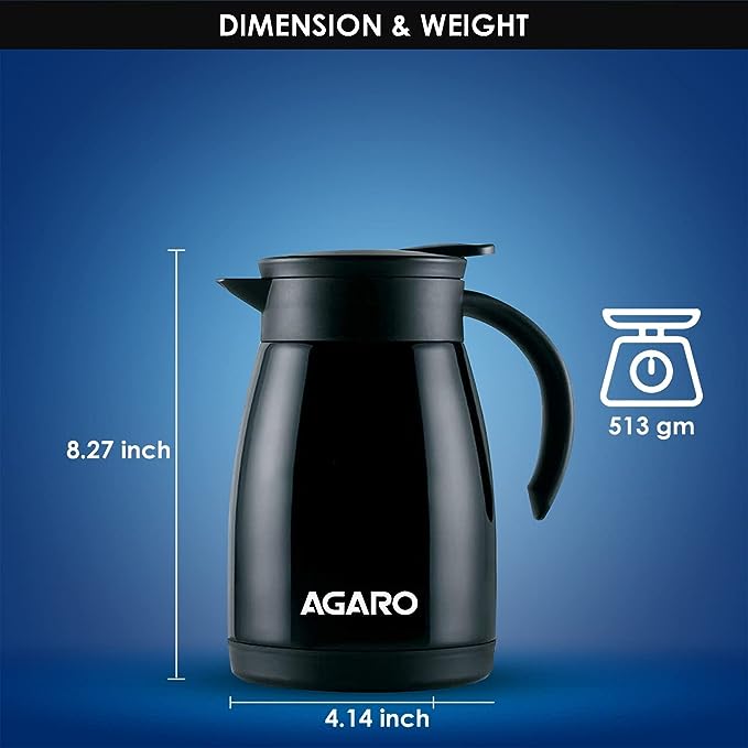 AGARO Esteem Teapot Flask 1000ml Black