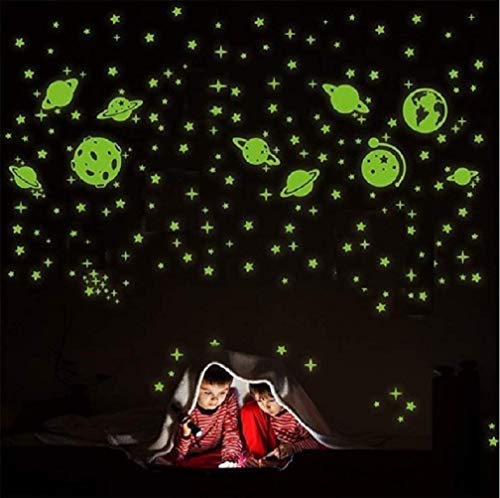 Art & Craft Florescent Glow in The Dark Star and Space Theme | Set of 1 | Radium Sticker Room Decoration