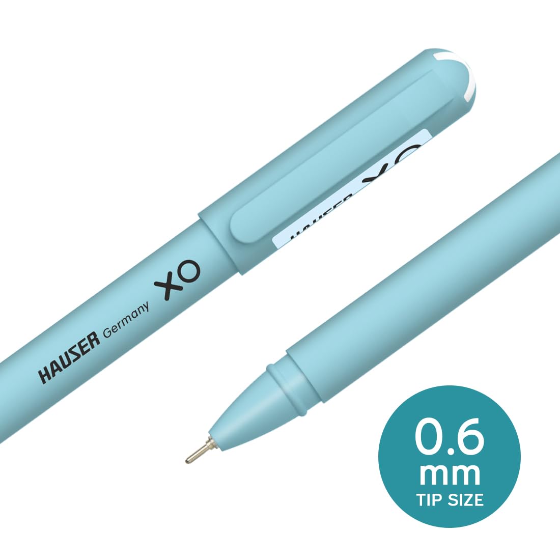 Hauser XO 0.7mm Ball Pen Box Pack | Sleek Body & Minimalistic Design | Matt Finish & Solid Body Type | Low Viscosity Ink With Ultra Durable Tip | Blue Ink, Pack of 10 Pens