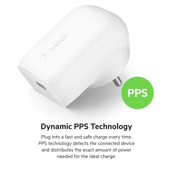 Belkin 30W USB-C Wall Charger with PPS | PD 3.0, Fast Charging - iPhone 17, Air, Pro, Pro Max, Samsung Galaxy S25, iPad, AirPods, Google Pixel 10 and More | 2 Years Warranty, White