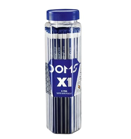 Doms X1 Xtra Super Dark Pencils Box Pack|Hexagonal Shape For Easy Holding&Comfort|Free Eraser,Scale&Pencil Cap Inside|Dark&Neat Handwriting|Pack Of 30 Pencils