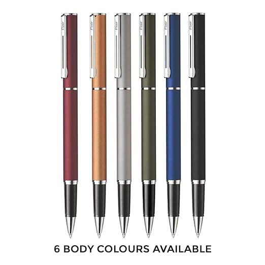 FLAIR Platinum Series Prime Designer Metal Roller Ball Pen Box Pack | Elegant Color Finish With Chrome Plated Trims | Comfortable Grip For Smudge Free Writing | Blue Ink, Pack of 1