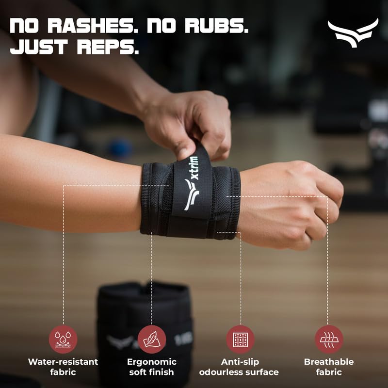 Xtrim Canvas Ankle Weights 2 KG Total (1 KG x 2) for Men & Women, Iron Pellet Filled with Balanced Weight Distribution, Non-Slip Secure D-Ring Strap, Ideal for Gym, Walking, Yoga, Home Workout & Strength Training, Black (ASL)