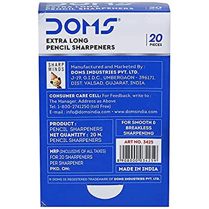 DOMS PENCIL SHARPNER EXTRA LONG 20 PCS BOX PACK