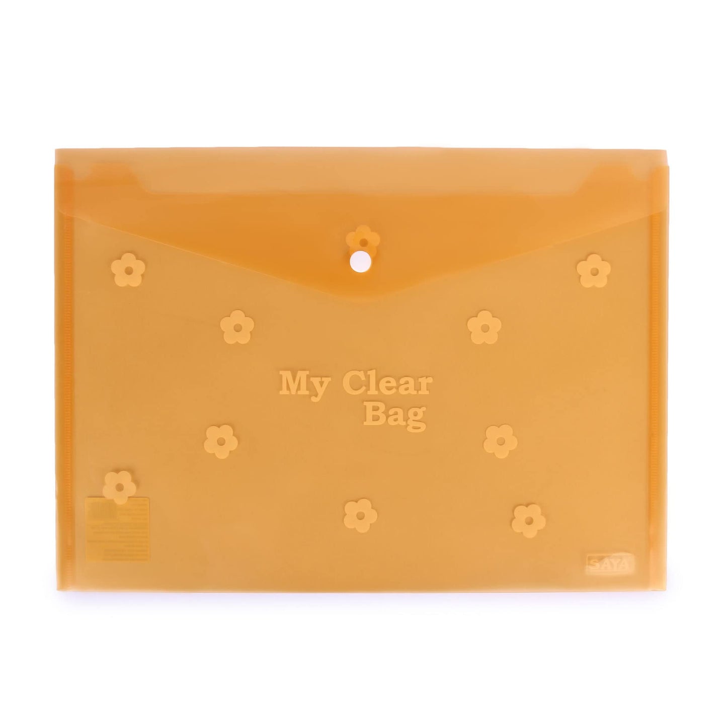 SAYA Golden Border Clear Bag Pack of 2 (A4 + FS Size) SY221 | Premium Transparent Document Folder | Waterproof Button Closure File Bag | Ideal for Certificates, Office, School & Home Use