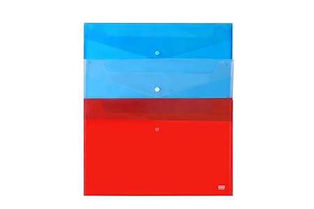 Saya My Clear Bag Documents Organizer – Waterproof A3 File Folder with Snap Closure Random Color (Pack of 10) – Durable, Stylish & Secure Paper Storage Solution