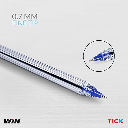 WIN Tick Ball Pens | 60 Pcs (40 Blue Ink & 20 Black Ink) | 0.7mm Tip for Smooth Flow of Ink | Transparent Lightweight Body | Ideal for School, College, Exams & Office Use | Budget Friendly Pens