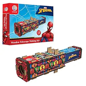 Ratna's Wooden Telescope Making Kit Spider Man Theme DIY Activity Toy kit for Kids 7 to 14 Years