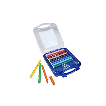 DOMS Sketch Max Non-Toxic Jumbo Sketch Pen Set with Plastic Carry Case 12 Assorted Shades