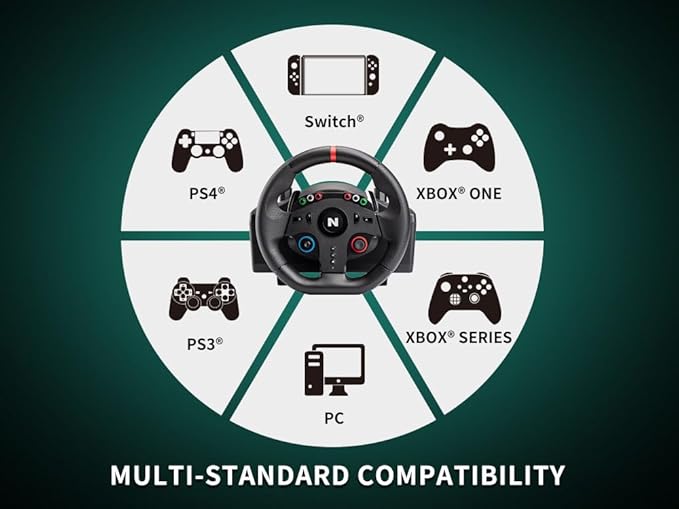 Nitho Drive Pro ONE V24 Gaming Racing Wheel and Pedals, 270 Degree Steering Wheel for PC, PS4, Xbox One, Xbox Series X|S, Switch, Driving Car Simulator - for Arcade Games Only