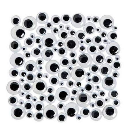 CRAFT N CREATION Googly Eyes for Making Stuffed, Soft Toys, Dolls, Artistry (5 Sizes, Black and White)