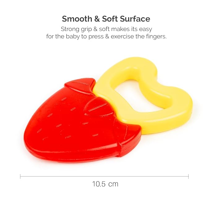 Ratna's Strawberry Rattling Teether with Rattling Sound Teething Toy for Infants & Babies, Non Toxic, Phthalate Free, Child Friendly Teethers