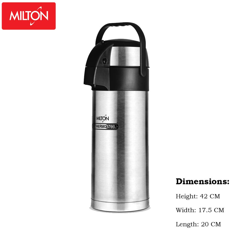 Milton Beverage Dispenser 3500 Stainless Steel for Serving Tea and Coffee, 3.58 Litre, Silver (APEX)