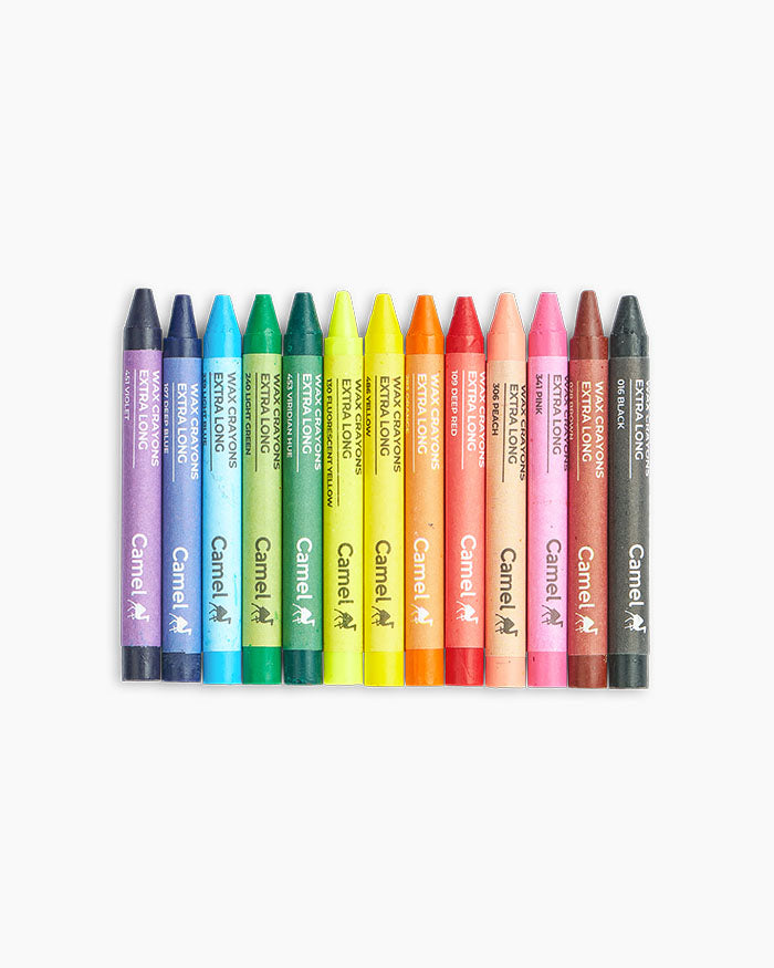 Camlin Wax Crayons 13 Shades Extra Long | Smooth Coloring | Bright & Rich Colors | Ideal for Kids, School & Art Projects