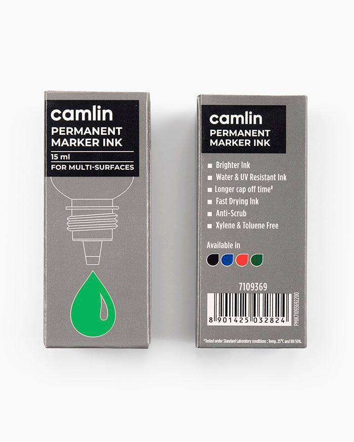 Camlin Permanent Marker Ink 15ml  | Refill Ink | Long-Lasting & Quick Dry | Bold & Smooth Writing | Ideal for Office, School & Industrial Use