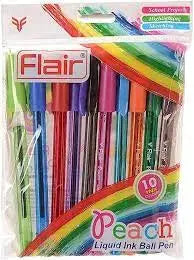 Flair Peach Liquid Ink Ball Pen (10 Pieces Assorted Colours ) - Image #4