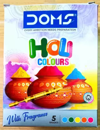 DOMS Holi Gulal Colours with Fragrance, Skin-Safe&Non-Toxic (5 Colours of 60 gm Each) Holi Color Powder (Blue, Green, Yellow, Orange, Pink, 600 g)