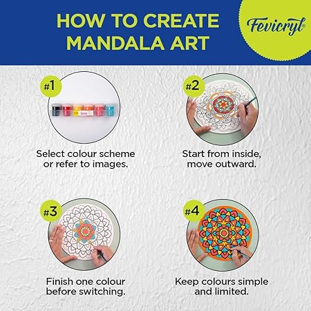 Fevicryl DIY Art of India Mandala Art kit | Acrylic Paints 6 Shades