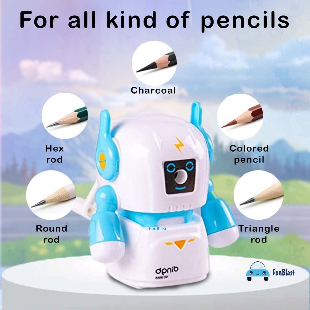Robot Sharpener for Kids – Robot Pencil Sharpener, Table Sharpener Machine (Assorted Color)