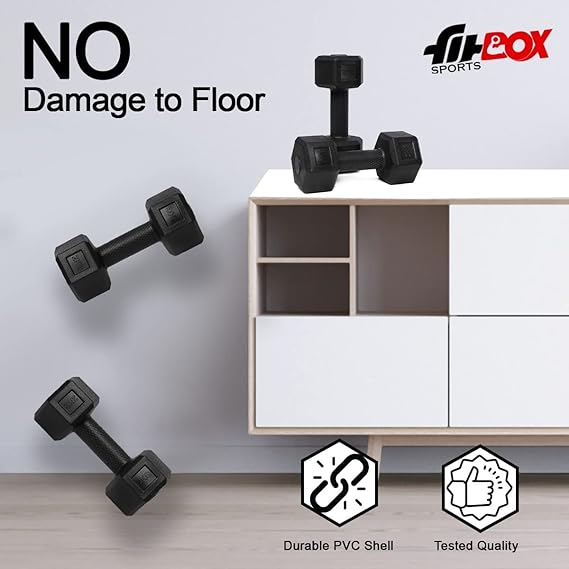 FitBox Sports Blend, Polypropylene (PP) 10kg Hex Dumbbells Set (5kg x 2) Exercise and Fit (ASL)