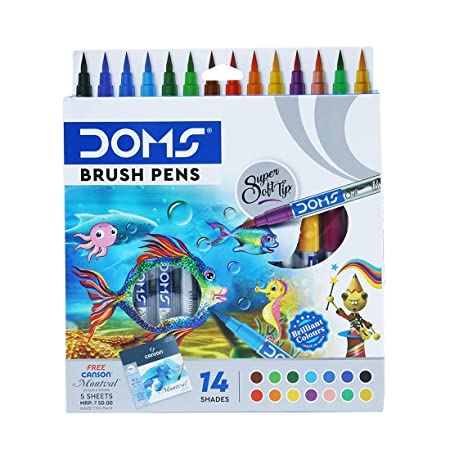 Doms Brush Pens- 14 Shades, Multicolor