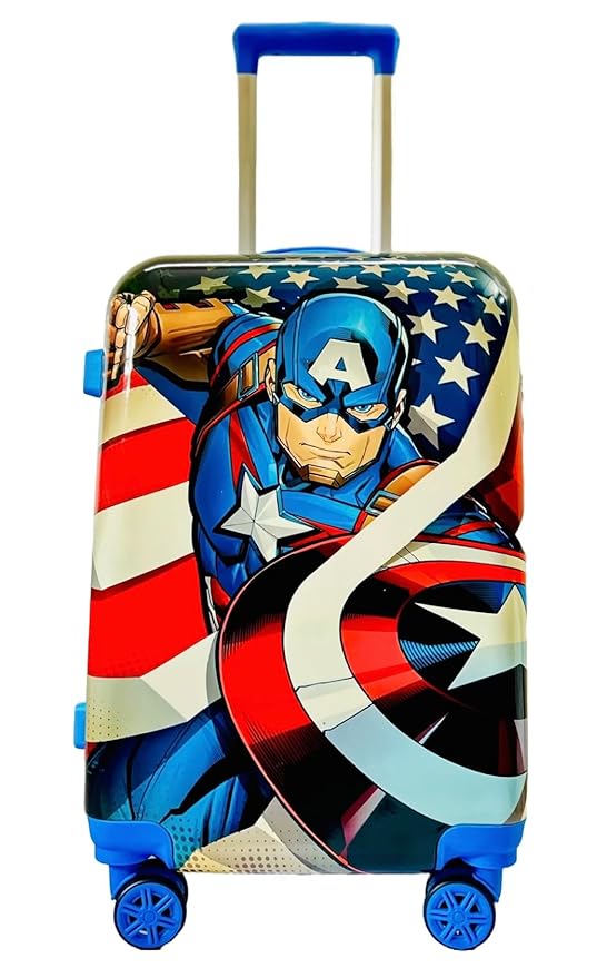 SCOFFCO Kids Luggage Bag Set of 2 (Big & Small) 654 (WPT) – Hard Shell Travel Suitcase Combo with Wheels (Superhero Theme Variants)