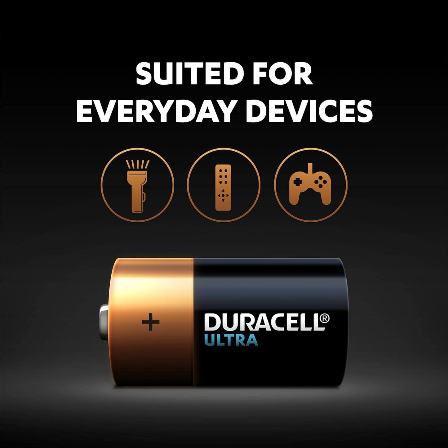 Duracell Ultra Alkaline D Battery, 2 Pcs