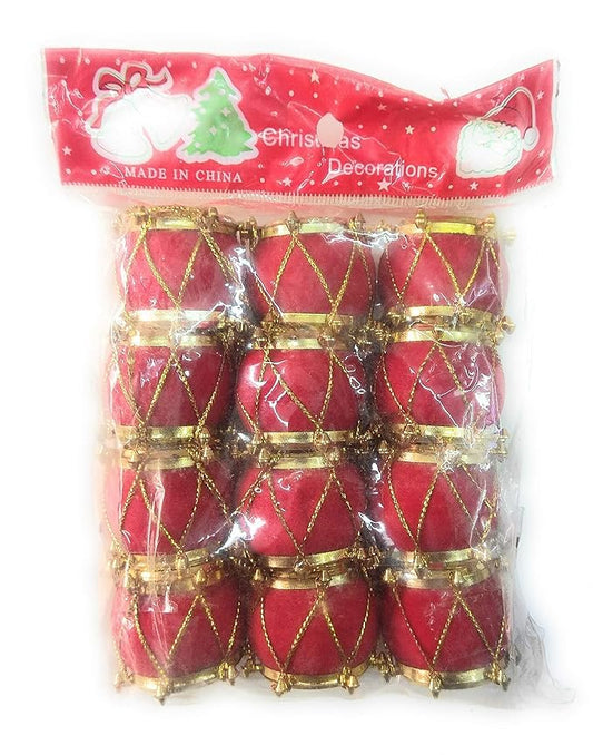 Smart Store Christmas Tree Decoration Items Drums 12 Pcs