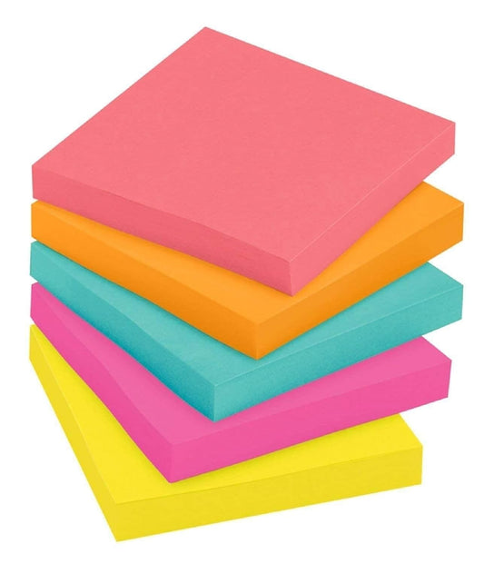 AMKAY Sticky Note Multi Color 3X3 Sticky Notes 5 Colors Fluorescent Paper Self Adhesive and Removable Sticky Notes, Page Marker Bookmarks Sticks Securely