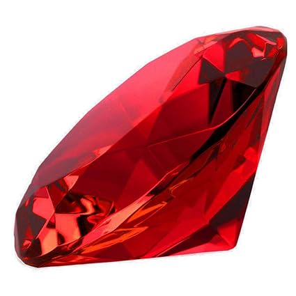 Kebica Diamond Shaped Crystal Glass Paper Weight with Clear Finish Big Size Red