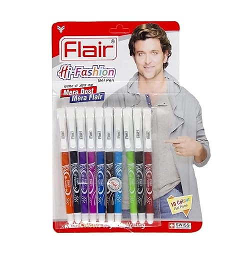 Flair Hi-fashion Gel Pen Gel Pen [Pack of 1] [10 Multicolors]