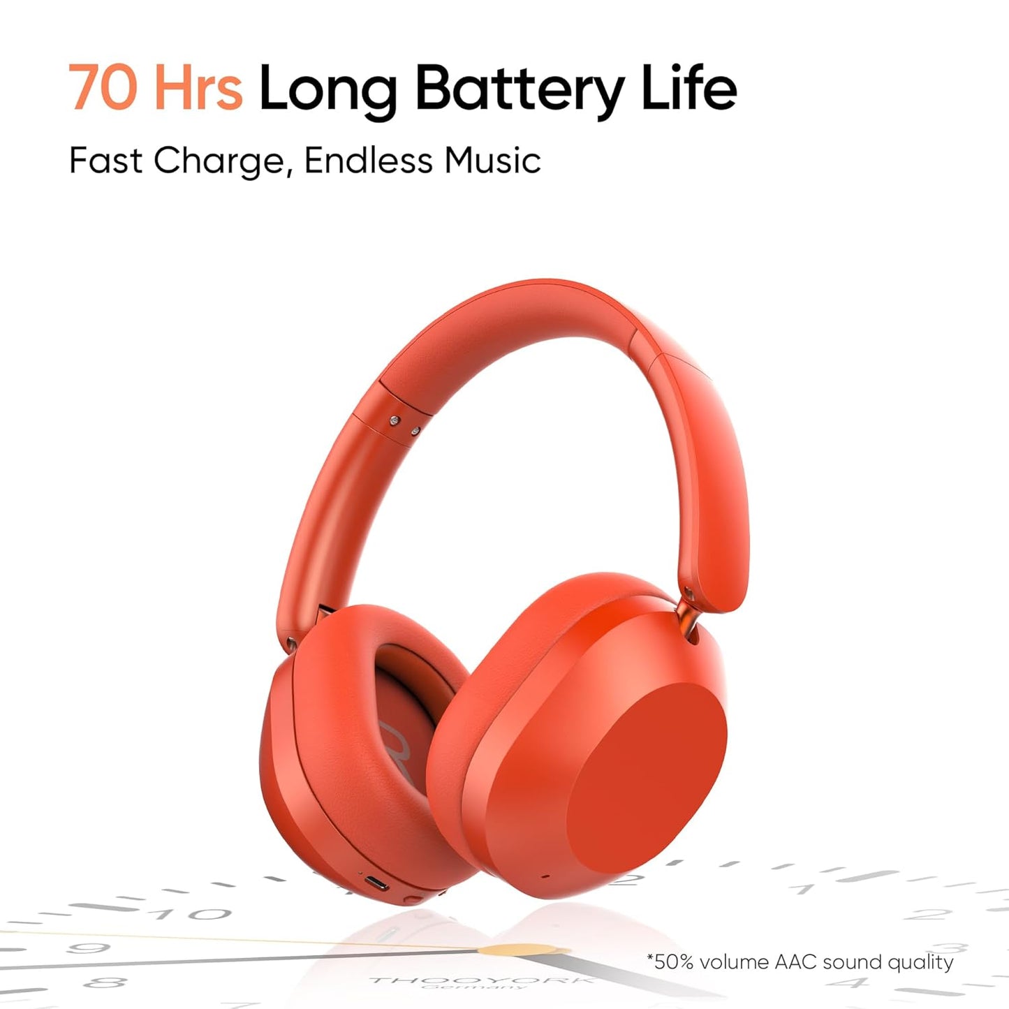 realme TechLife Studio H1 Over The Ear Over Ear Wireless Headphone with 70Hours Playtime 360° Spatial Audio, 40mm Drivers, 80ms Superlow Latency, 43 dB Adaptive ANC-Red (SD)