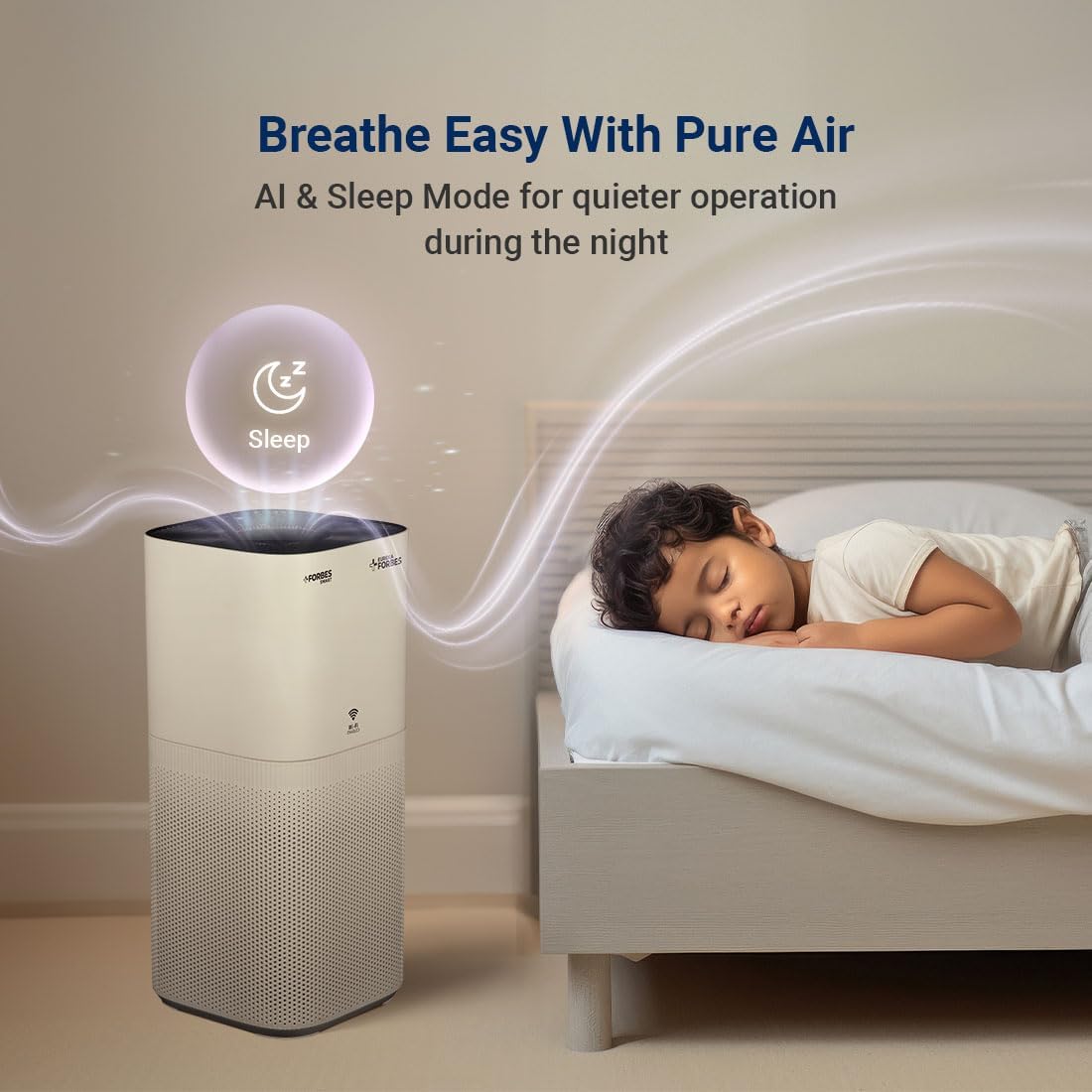 Eureka Forbes Smart Air Purifier 500 for Home |Covers Upto 670 Sq. Ft. | WiFi Enabled | Removes 99.97% Impurities & PM | True HEPA H13 | 4-Stage, 10-Min Purification | App Control | Sleep Mode
