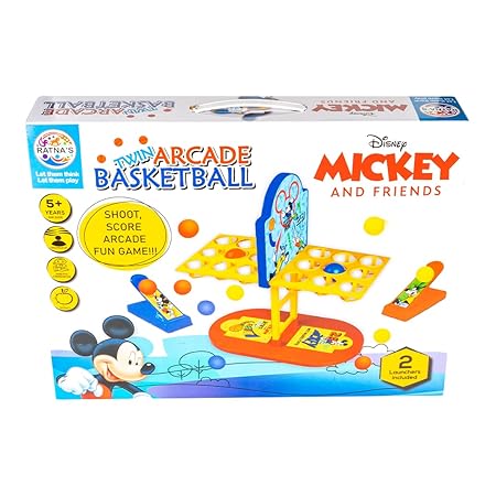 Ratna's Twin Arcade Basketball | Mickey & Friends Theme Tabletop Indoor Game for 2 Players, Age 5+